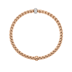 Fope Bracelet Fope Eka 18k Rose Gold and White Gold Flex'It Bracelet with Rhombus-set Diamonds .12ctw - Size Medium