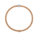 Fope Bracelet Fope Eka 18k Rose Gold and White Gold Flex'It Bracelet with Rhombus-set Diamonds .12ctw - Size Medium