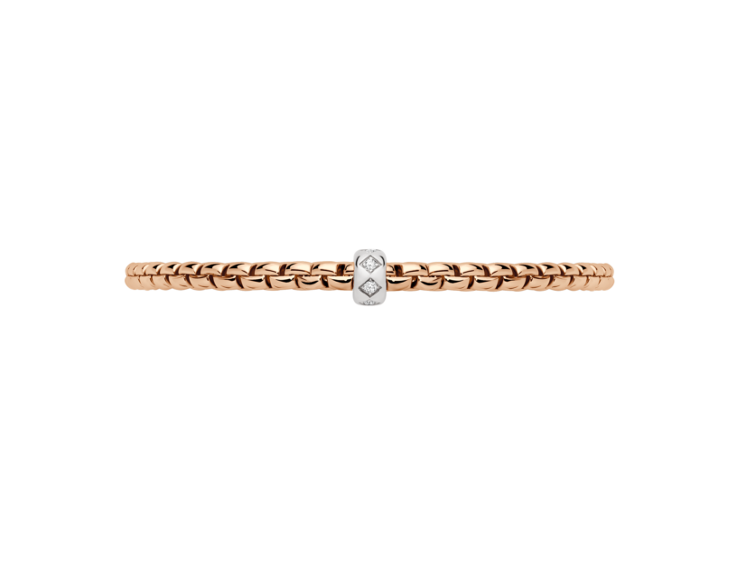 Fope Bracelet Fope Eka 18k Rose Gold and White Gold Flex'It Bracelet with Rhombus-set Diamonds .12ctw - Size Medium