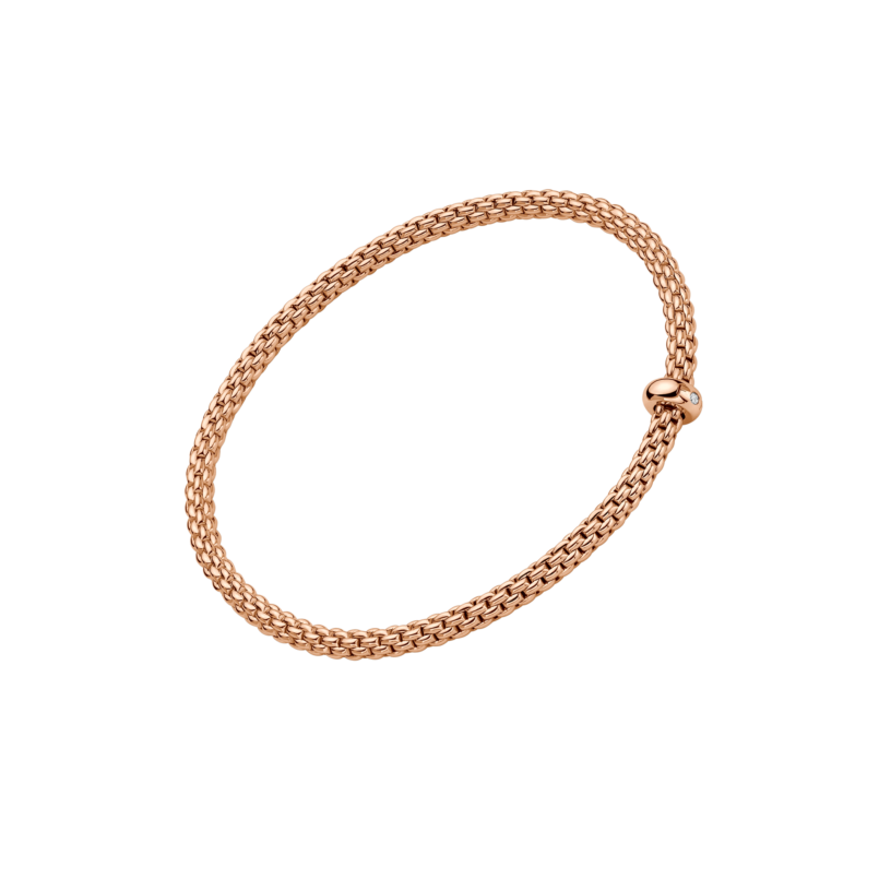 Fope Bracelet Fope Eka 18K Rose Gold Flex'it Bracelet with 0.01 ctw Diamond - Size Medium