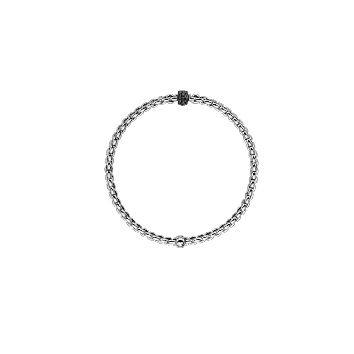 Fope Bracelet Fope Eka 18k White Gold Flex'It Black Diamond Bracelet - Size Extra Large
