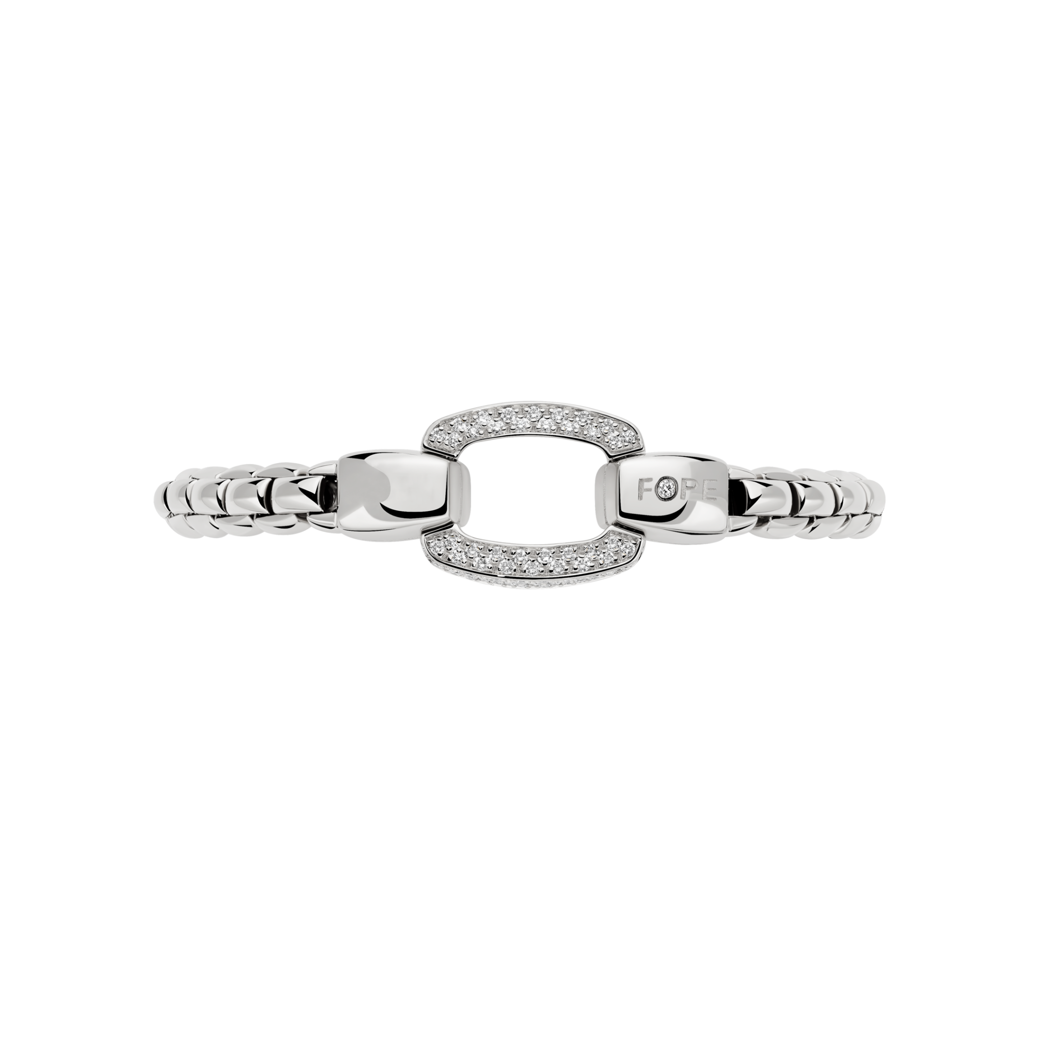 Fope Bracelet Fope Eka 18K White Gold Flex'it Bracelet with Diamond Pavé - Size Medium