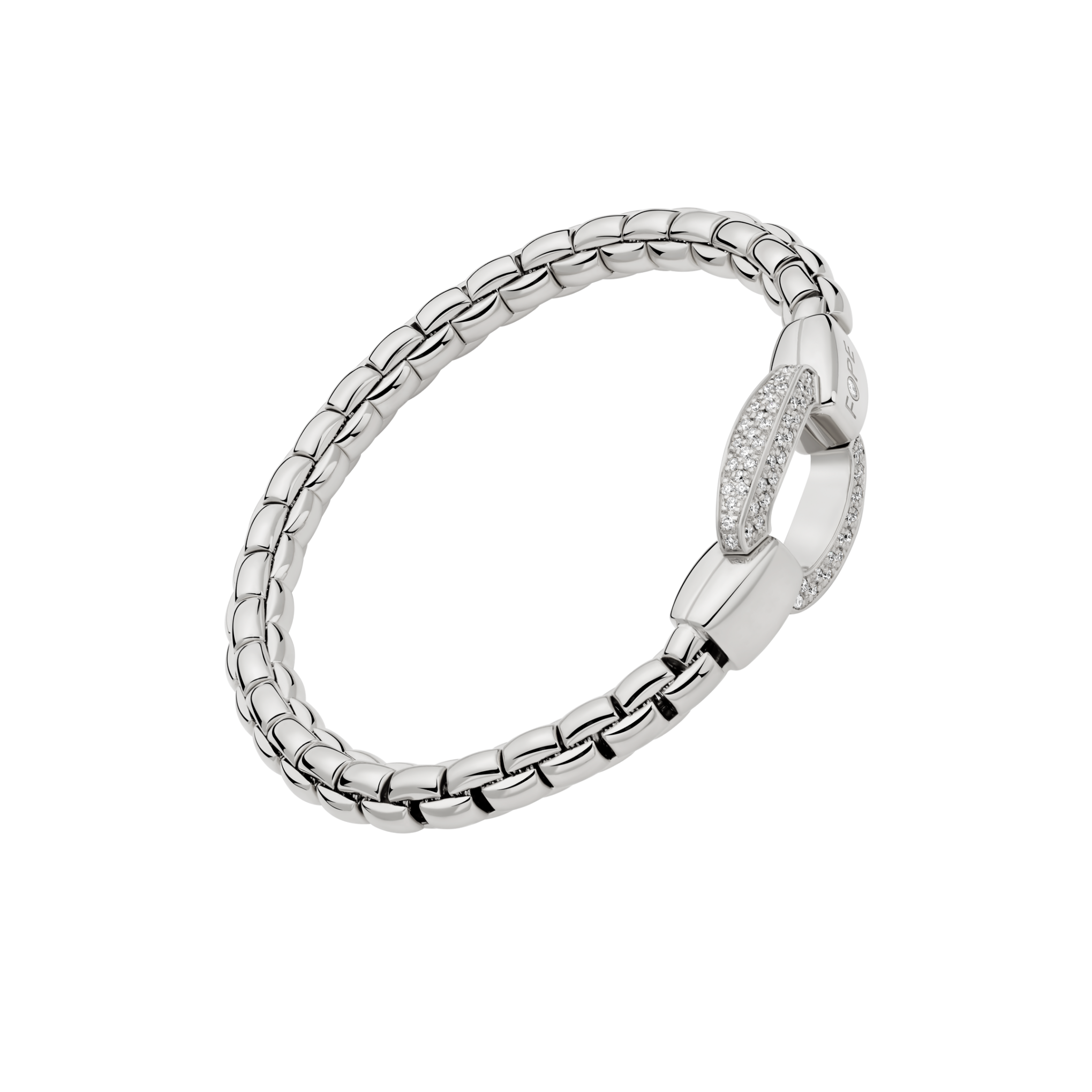Fope Bracelet Fope Eka 18K White Gold Flex'it Bracelet with Diamond Pavé - Size Medium