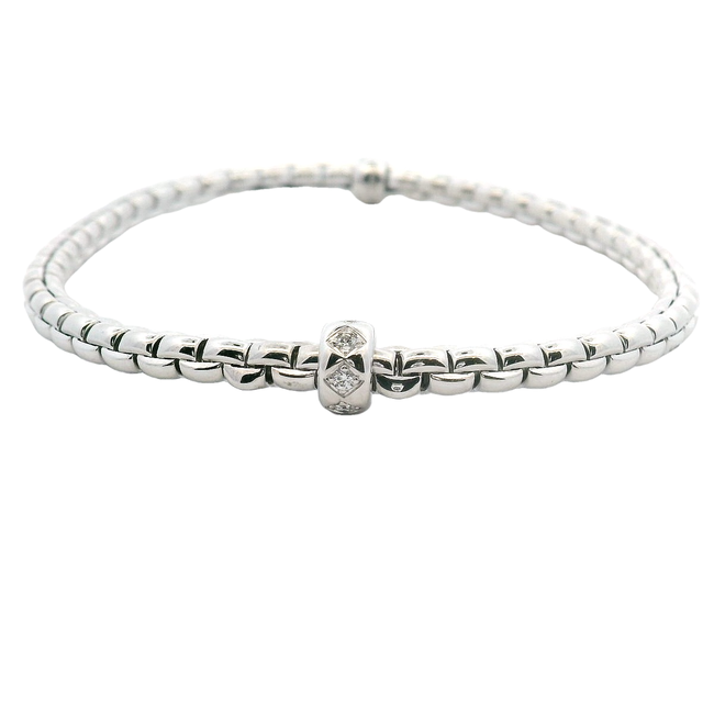 Fope Bracelet Fope Eka 18k White Gold Flex'It Bracelet with Rhombus-set Diamonds .12ctw - Size Medium