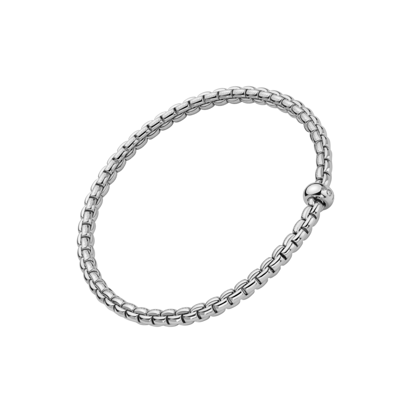 Fope Eka 18K White Gold Flex'it Bracelet with 0.01 ctw Diamond - Size Medium