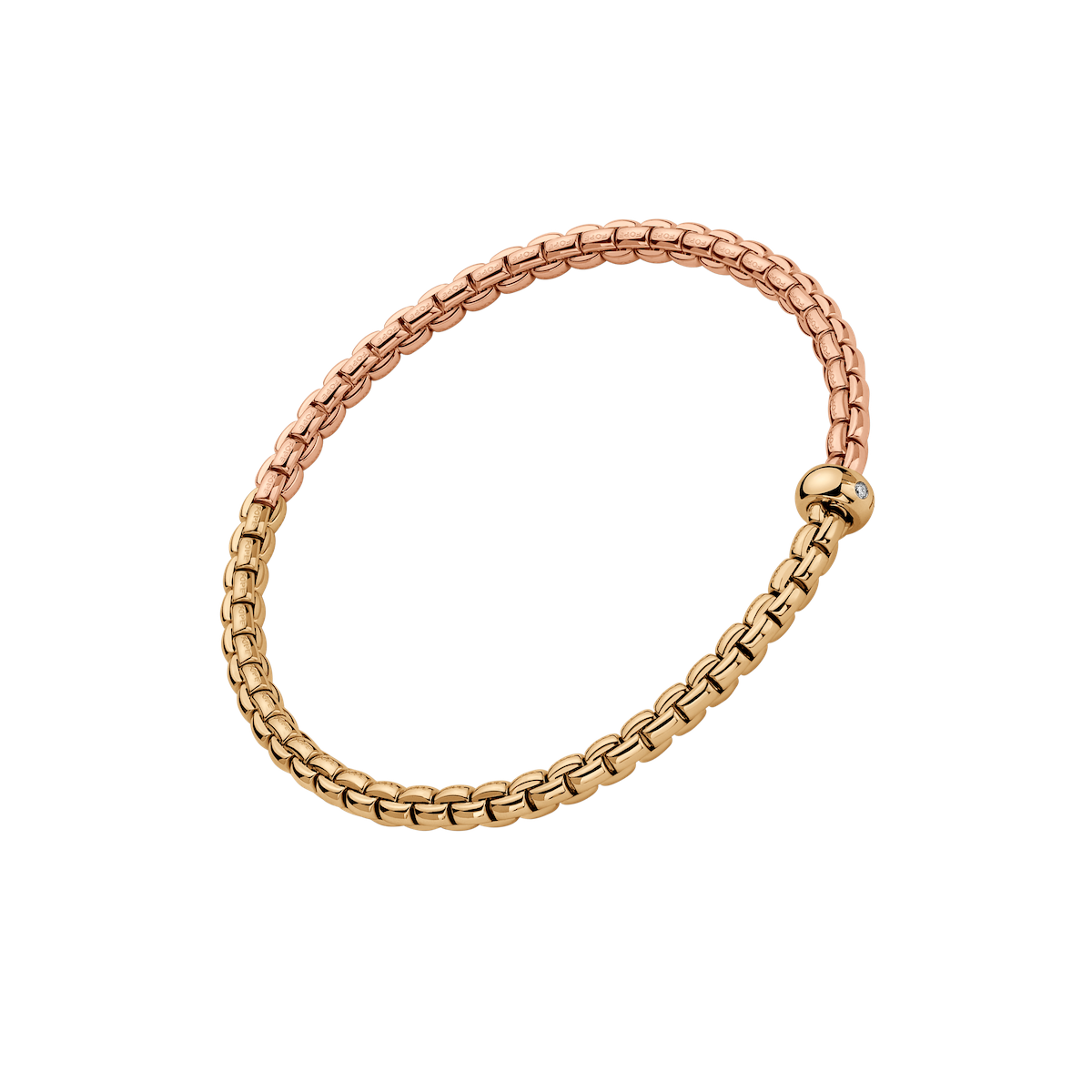 Fope Bracelet Fope Eka 18K Yellow & Rose Gold Flex'it Bracelet with Bicolor Mesh - Size Medium