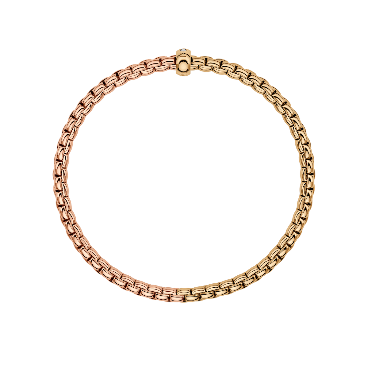 Fope Bracelet Fope Eka 18K Yellow & Rose Gold Flex'it Bracelet with Bicolor Mesh - Size Small