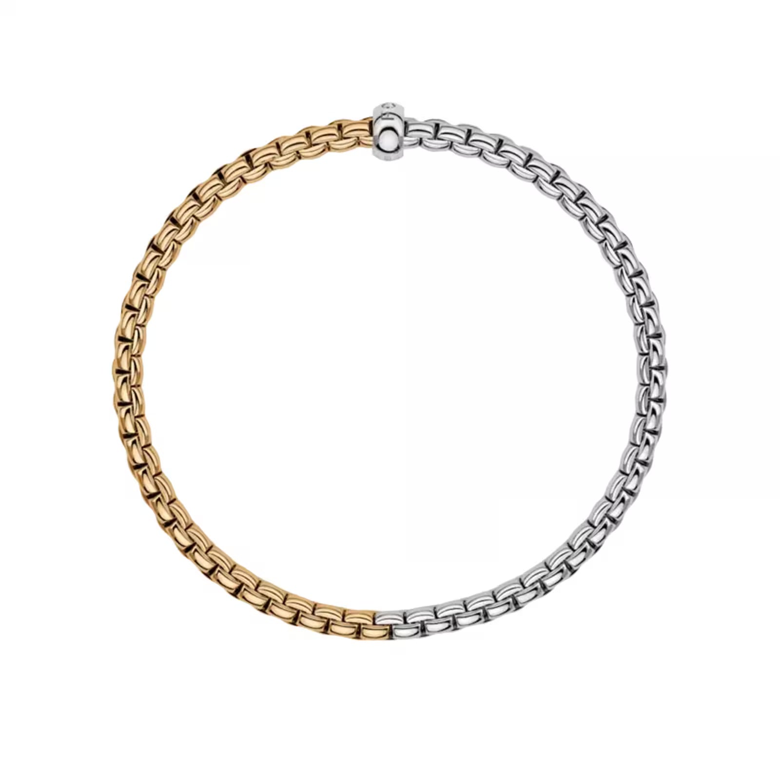 Fope Bracelet Fope Eka 18K Yellow & White Gold Flex'it Bracelet with 0.01 ctw Diamond - Size Medium