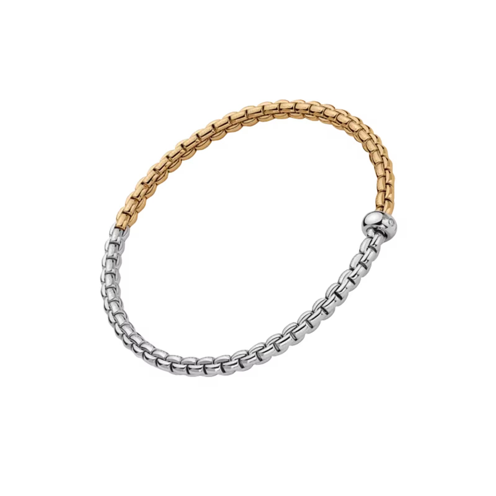 Fope Bracelet Fope Eka 18K Yellow & White Gold Flex'it Bracelet with 0.01 ctw Diamond - Size Small