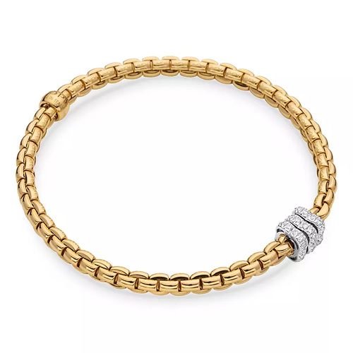 Fope Bracelet Fope Eka 18K Yellow & White Gold Flex'it Bracelet with 0.33 ctw Diamond Rondels - Size Medium