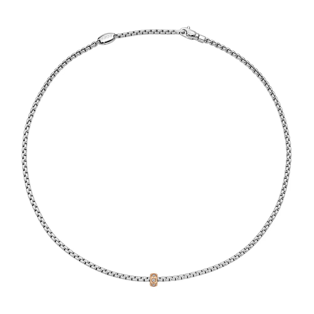 Fope Necklaces and Pendants Fope Eka Diamond Rope Necklace in 18K White & Rose Gold