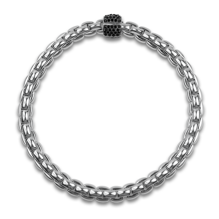 Fope Bracelet Fope Eka Flex'it 18k White Gold Black Diamond Bracelet