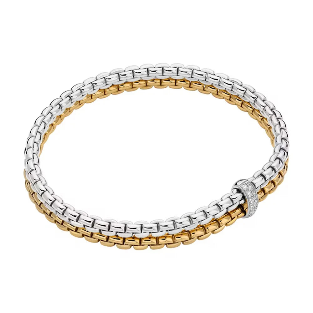 Fope Bracelet Fope Eka Flex’It 18k Yellow and White Gold Double Row Diamond Bracelet - Small