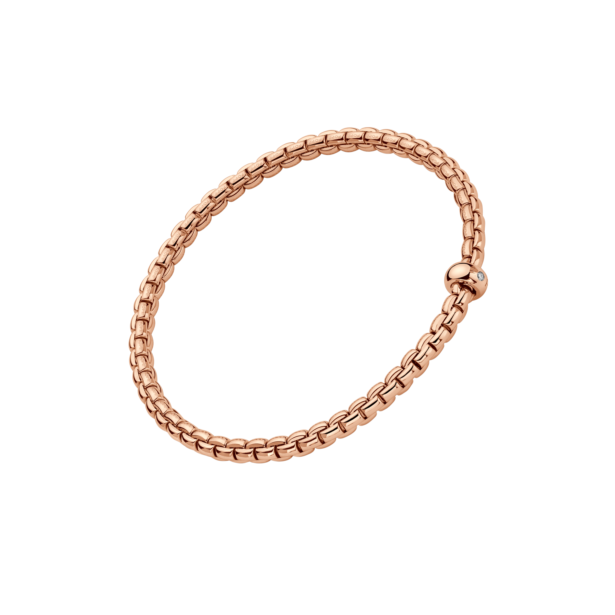 Fope Eka 18K Rose Gold Flex'it Bracelet with Diamond - Size Small