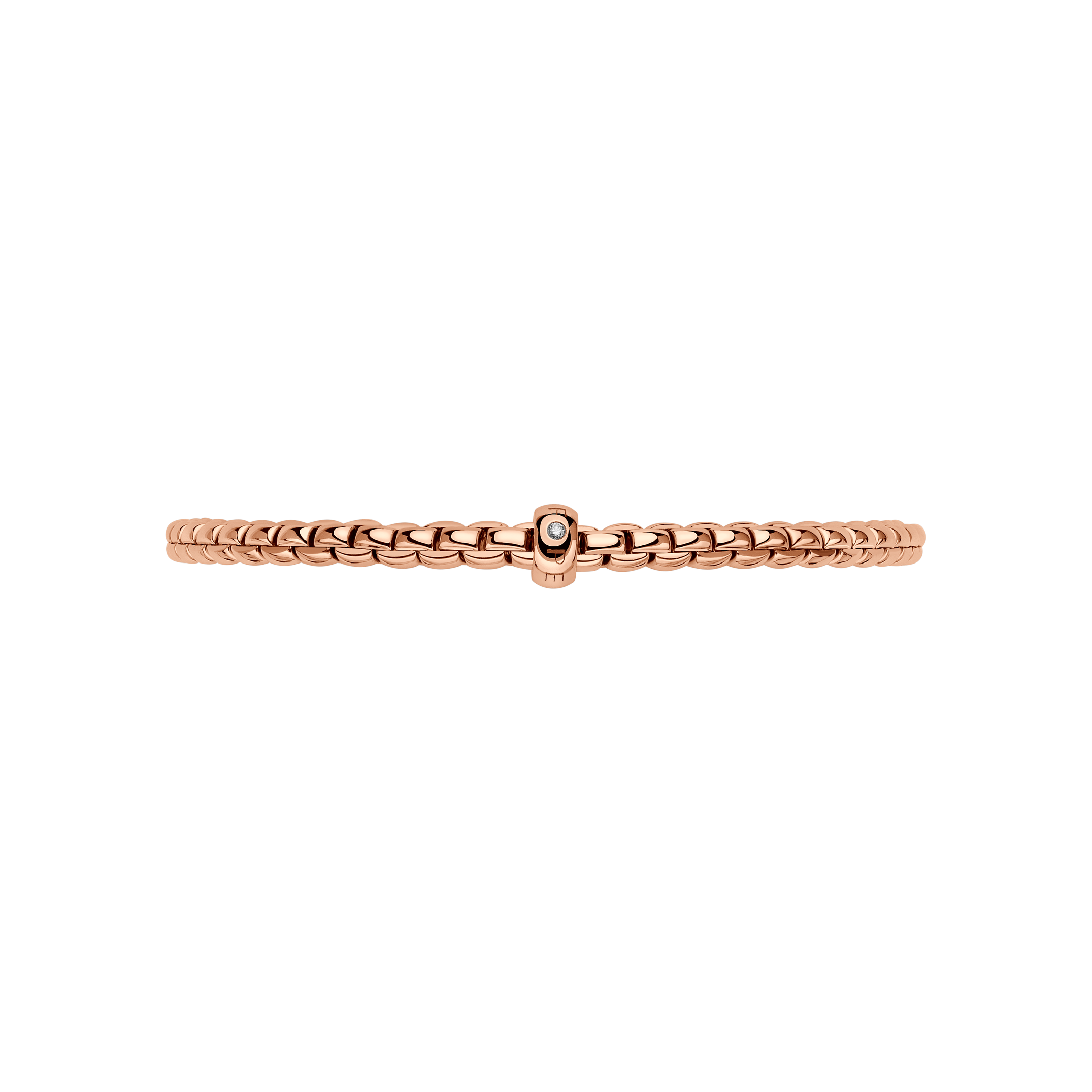 Fope Eka 18K Rose Gold Flex'it Bracelet with Diamond - Size Small - view 2