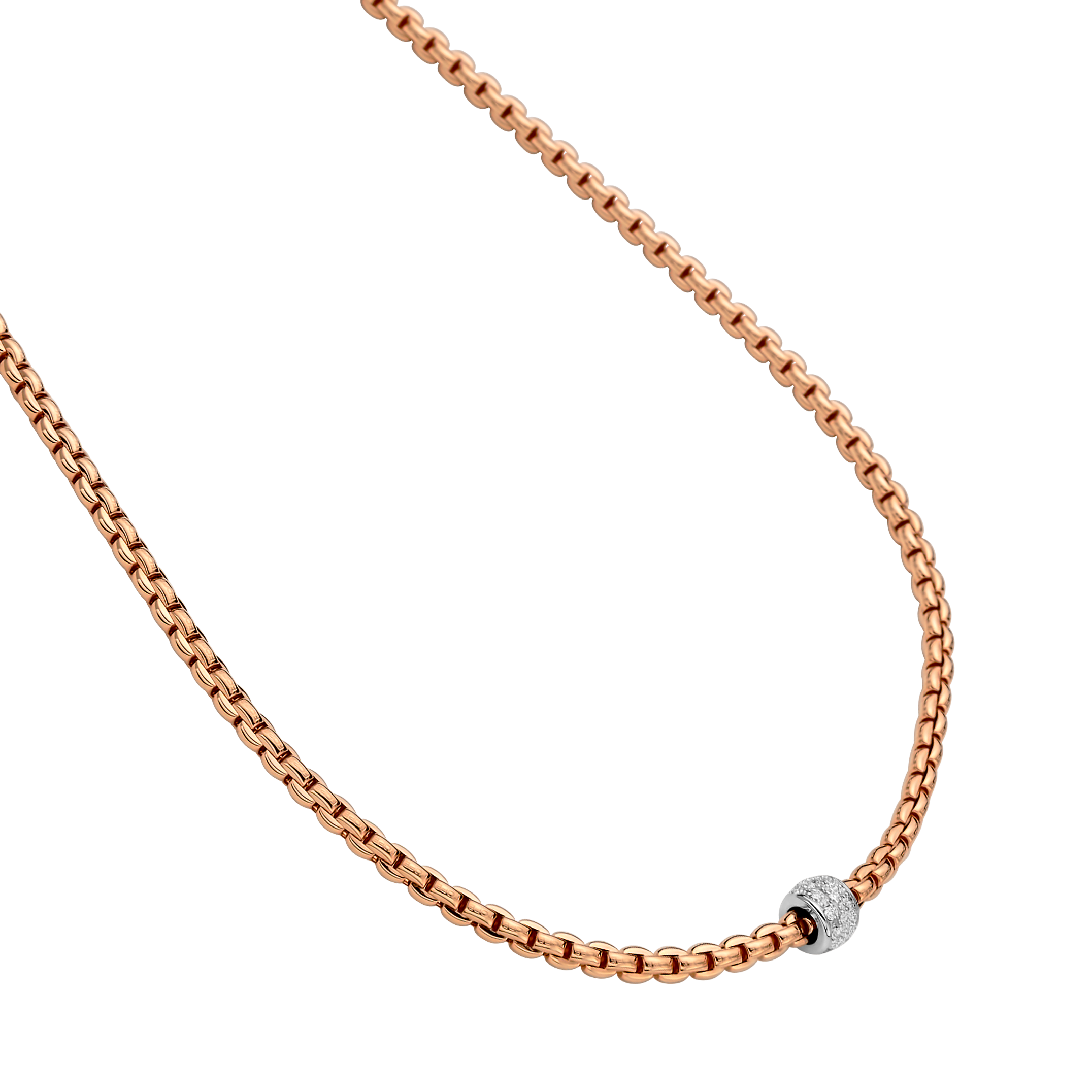Fope Eka Tiny 18K Rose & White Gold Necklace with Diamond Pavé - 17 Inches - view 2