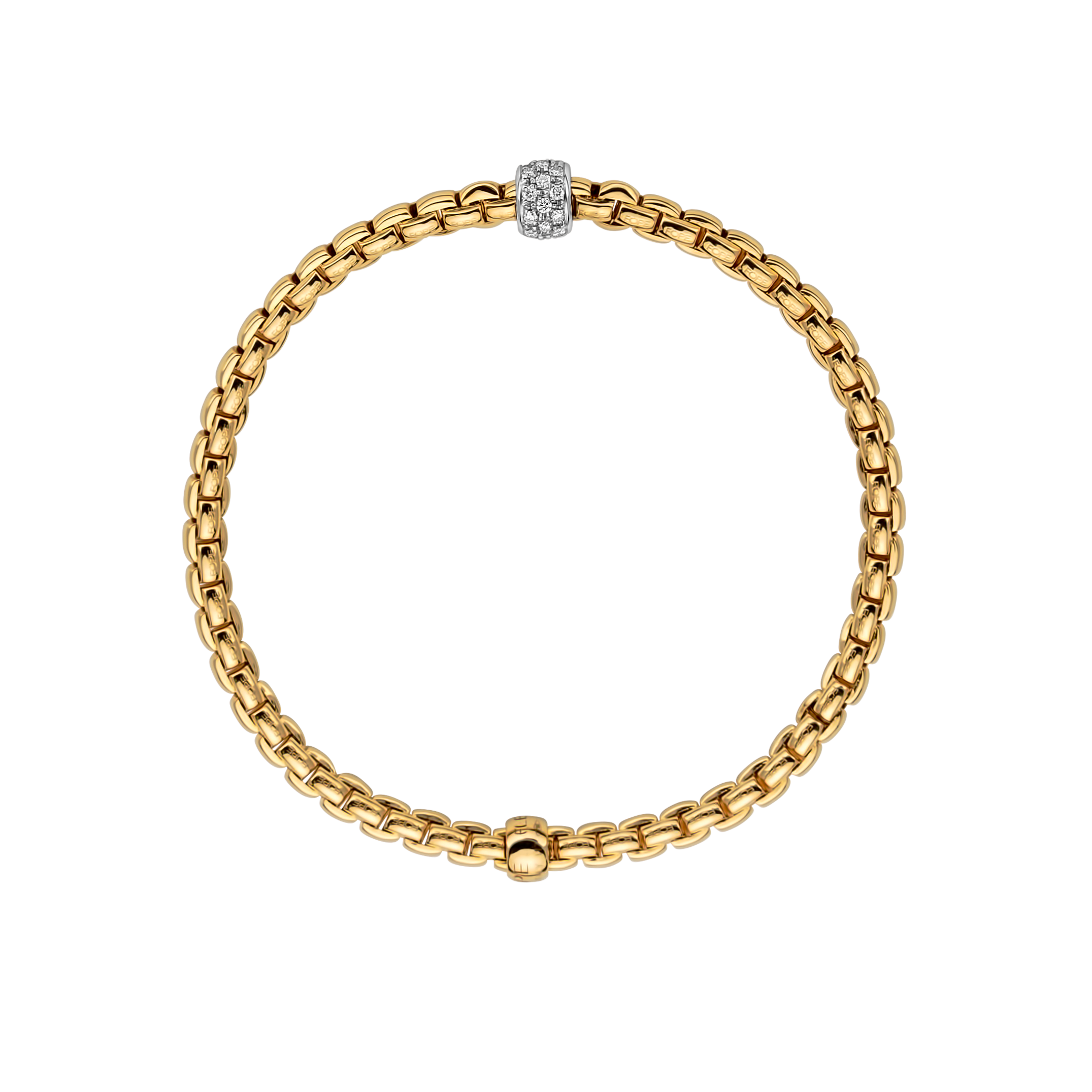 Fope Bracelet Fope Eka Tiny 18K Yellow & White Gold Flex'it Bracelet with Diamond Pavé - Size Small
