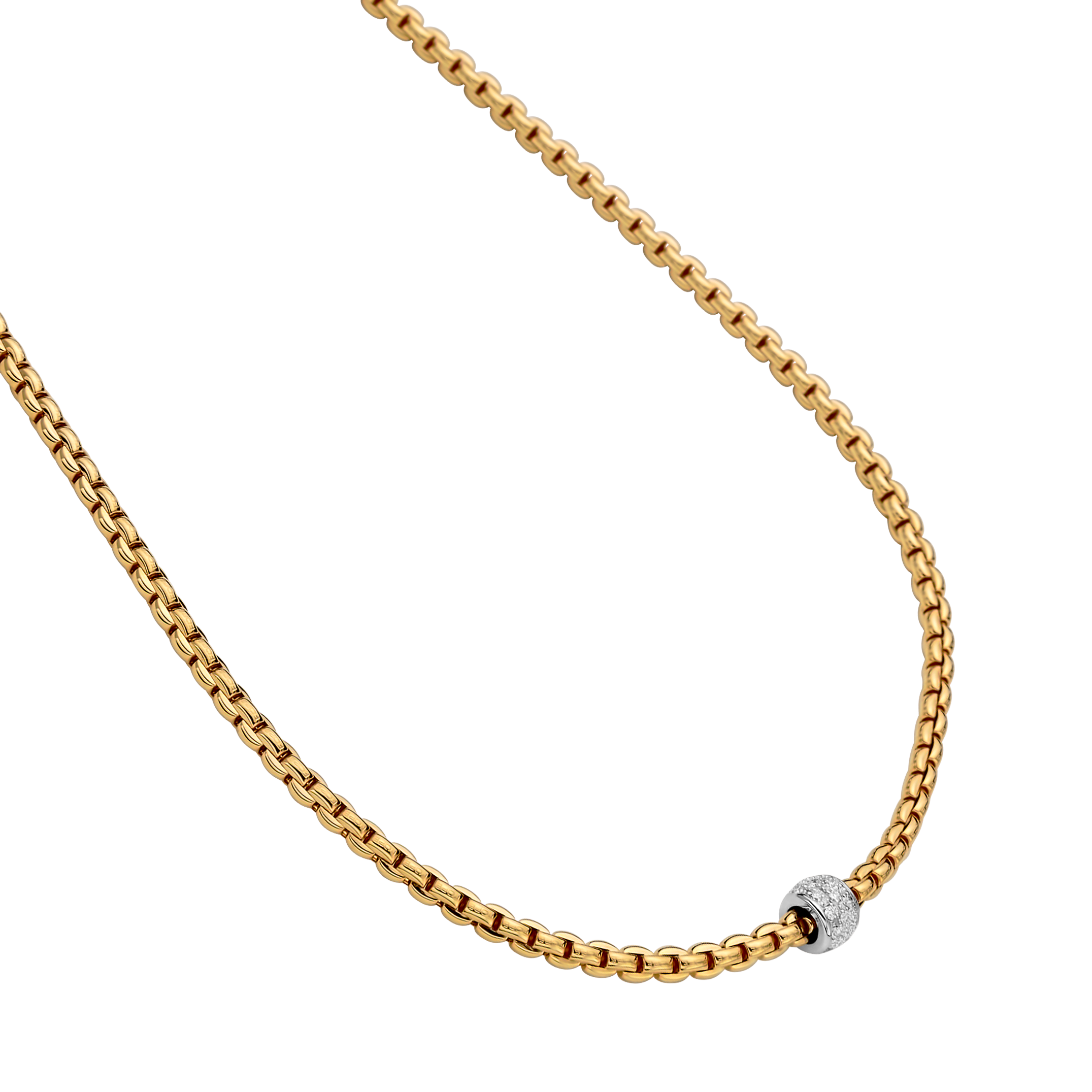Fope Necklace Fope Eka Tiny 18K Yellow & White Gold Necklace with Diamond Pavé - 18 Inches