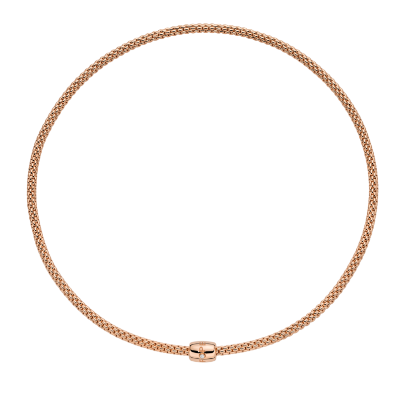 Fope Prima 18K Rose Gold Flex'it Necklace with Ornamental Clasp - 15.7 Inches