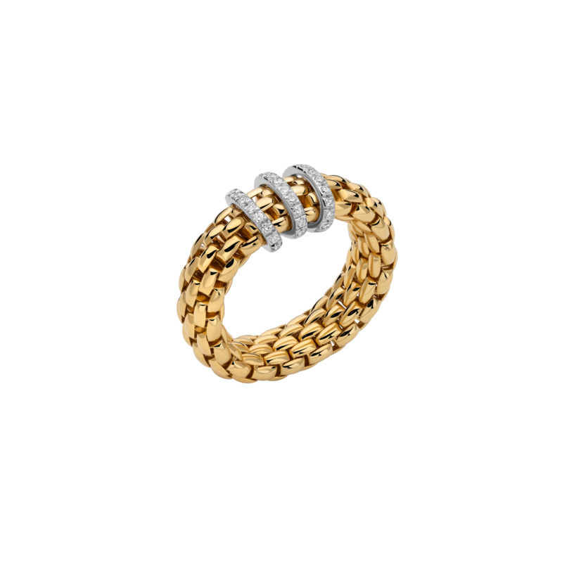 Fope Vendôme 18K Yellow & White Gold Flex'it Ring with Diamond Pavé
