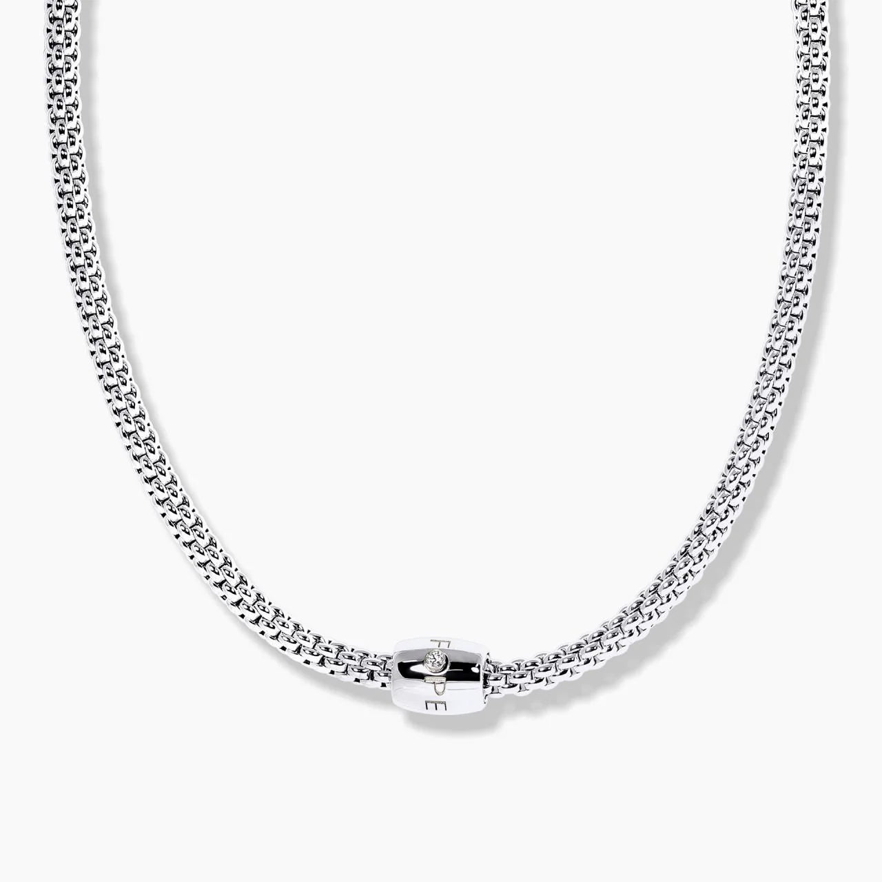 Fope FOPE Flex’it Solo Collection 18k White Gold Necklace with Ornamental Diamond Clasp