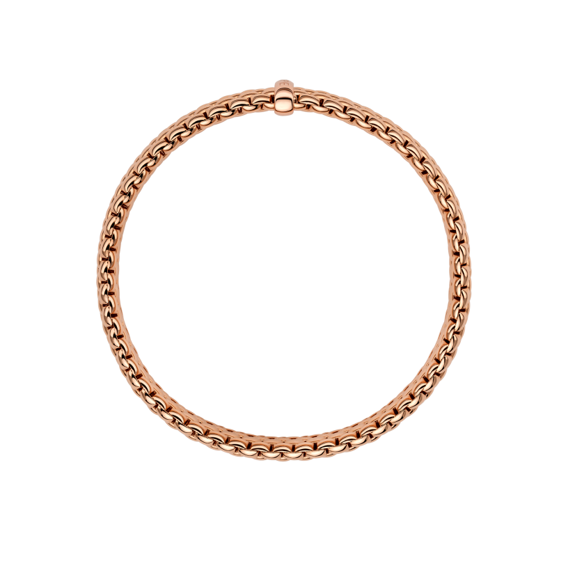 Fope Panorama 18K Rose & White Gold Flex'it Bracelet with Diamond Logo Rondel - Size Medium - View 2