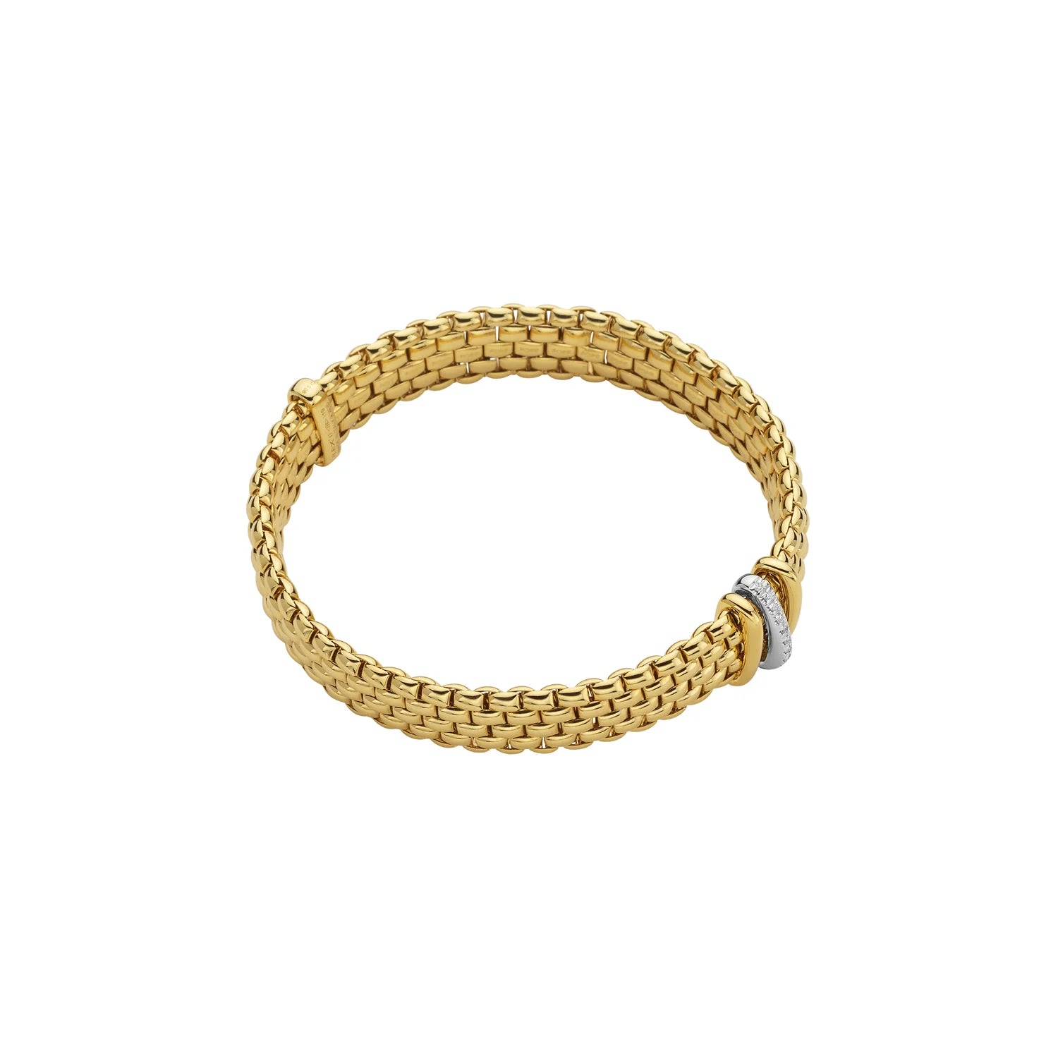 Fope Bracelet Fope Panorama 18K Yellow & White Gold Flex'it Bracelet with 0.08 ctw Diamonds - Size Small