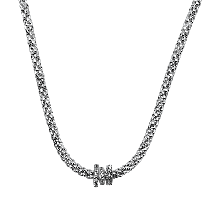 Fope Necklaces and Pendants Fope Pirma Collection 18K White Gold Diamond Necklace with Diamond Rondells