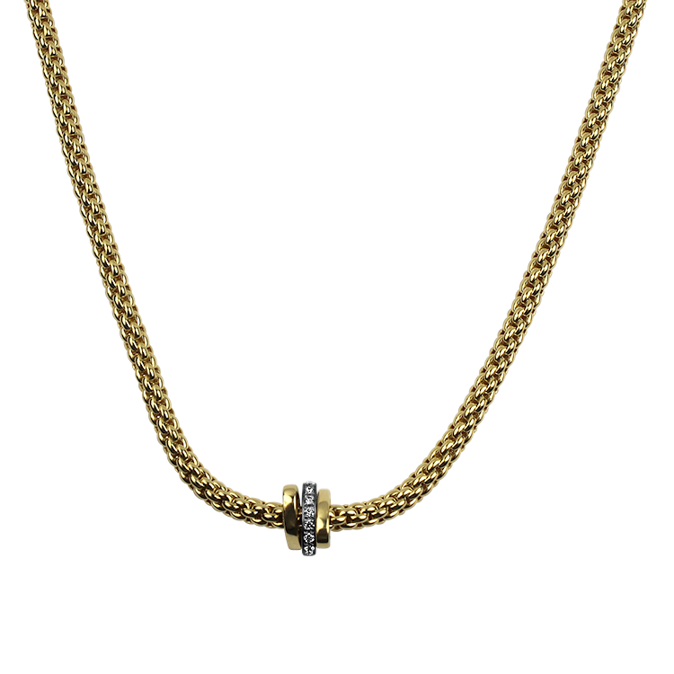 Fope Necklaces and Pendants Fope Pirma Collection 18K Yellow and White Gold Diamond Necklace with Diamond Rondells