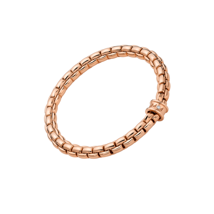 Fope Bracelet Fope Prima 18K Rose Gold Flex'it Bracelet with 0.01 ctw Diamond - Size Medium