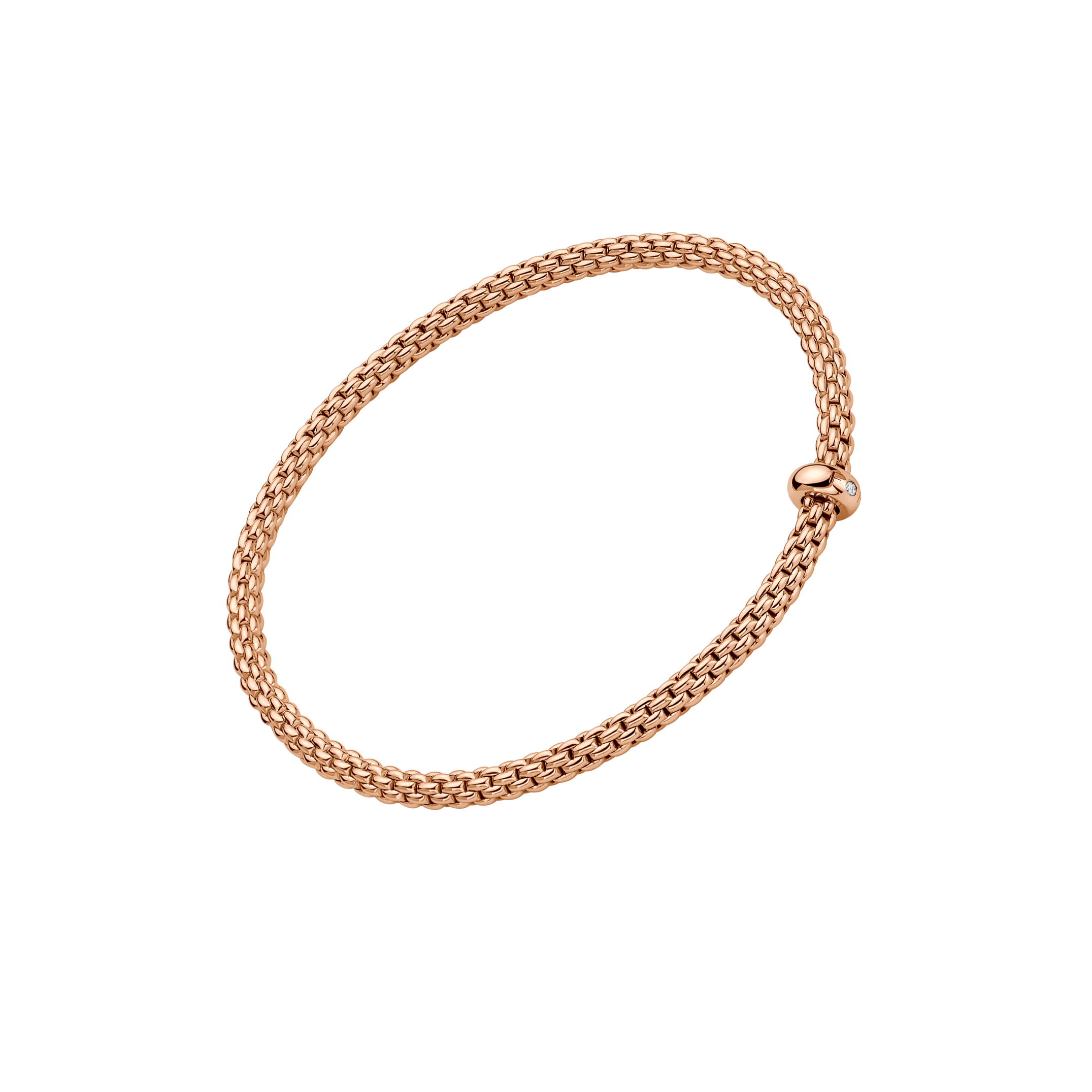 Fope Bracelet Fope Prima 18K Rose Gold Flex'it Bracelet with Diamond - Size Small