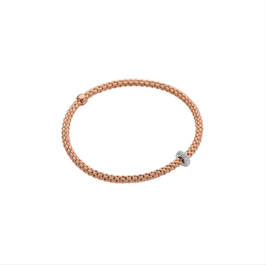 Fope Bracelet Fope Prima 18k Rose Gold Flex'It Bracelet with Diamonds - Size Medium