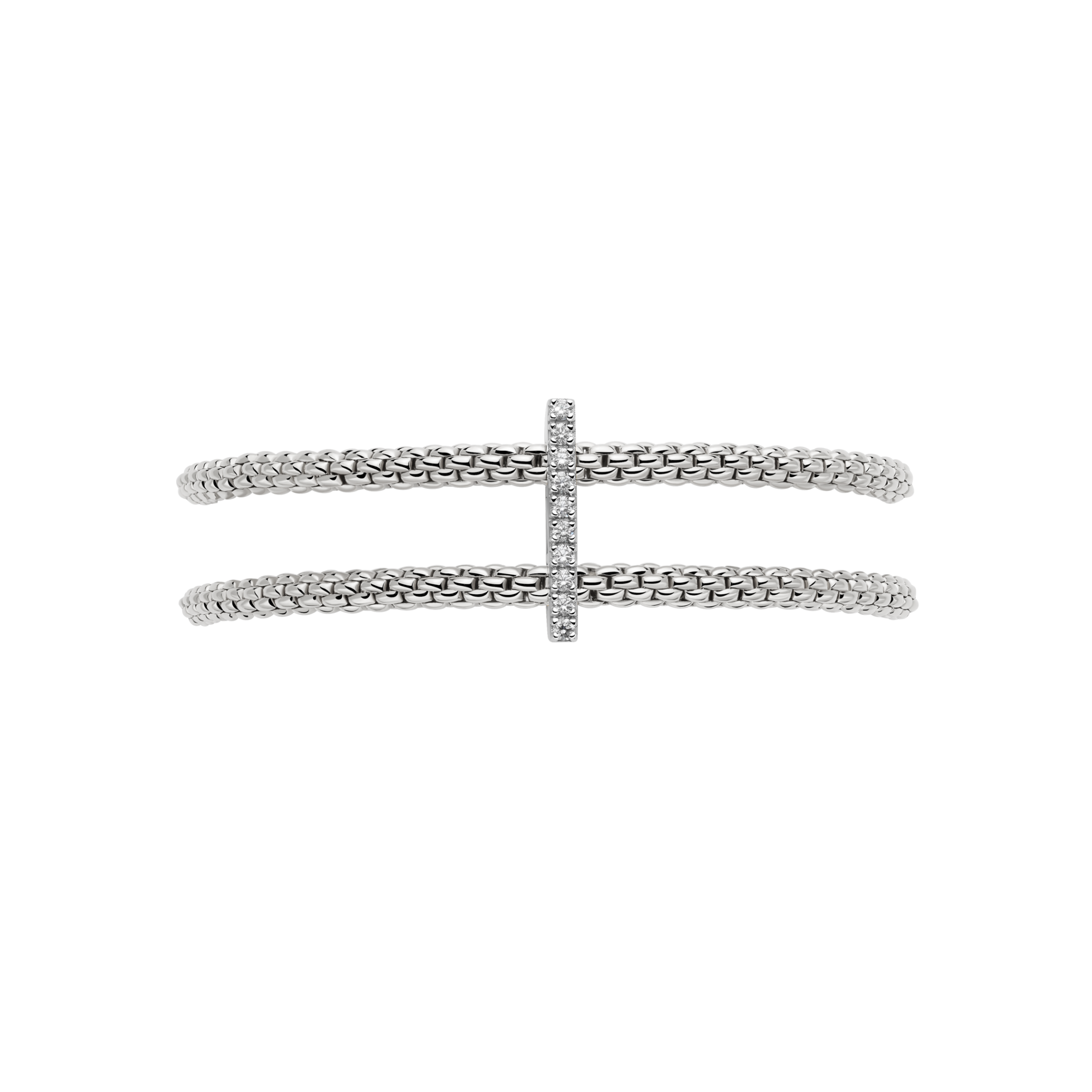 Fope Bracelet Fope Prima 18K White Gold Double Mesh Bracelet with Diamond Pavé - Size Medium