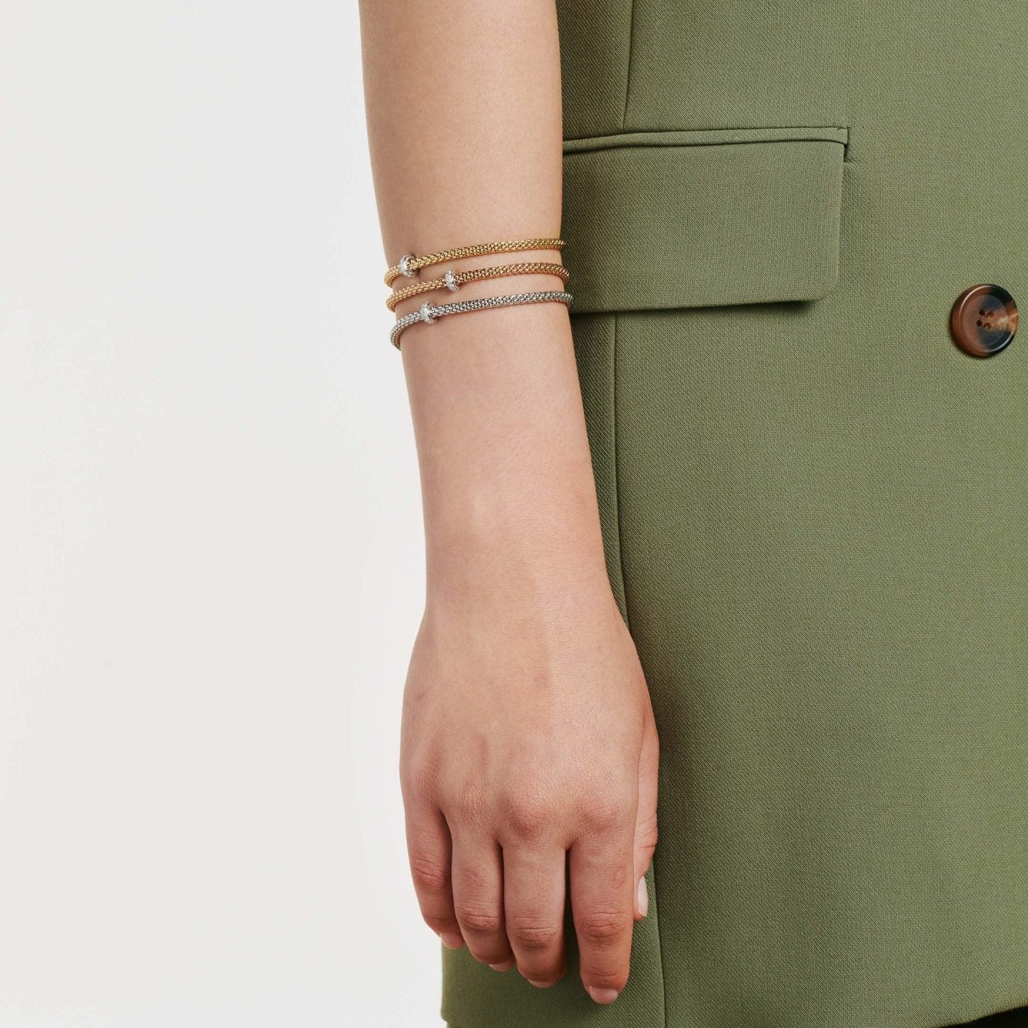 Fope Bracelet Fope Prima 18k White Gold Flex'It Bracelet with Diamonds - Size Medium