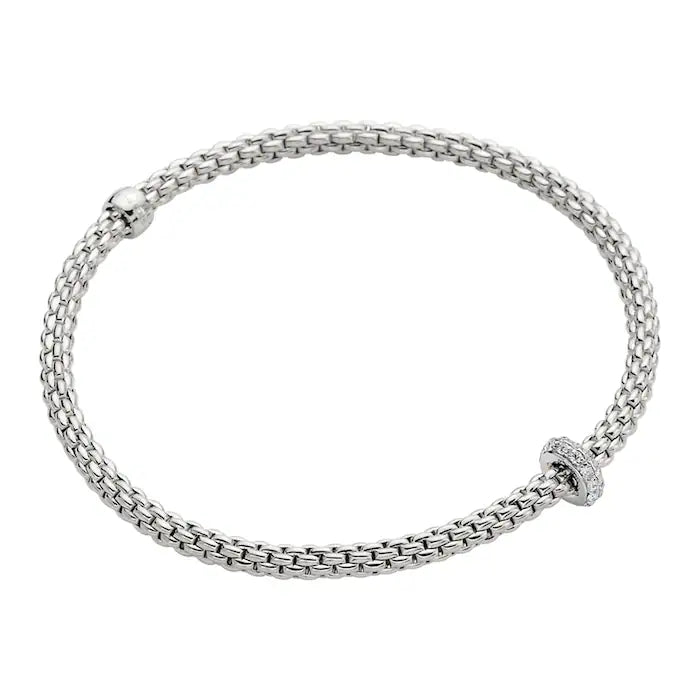 Fope Bracelet Fope Prima 18k White Gold Flex'It Bracelet with Diamonds - Size Medium