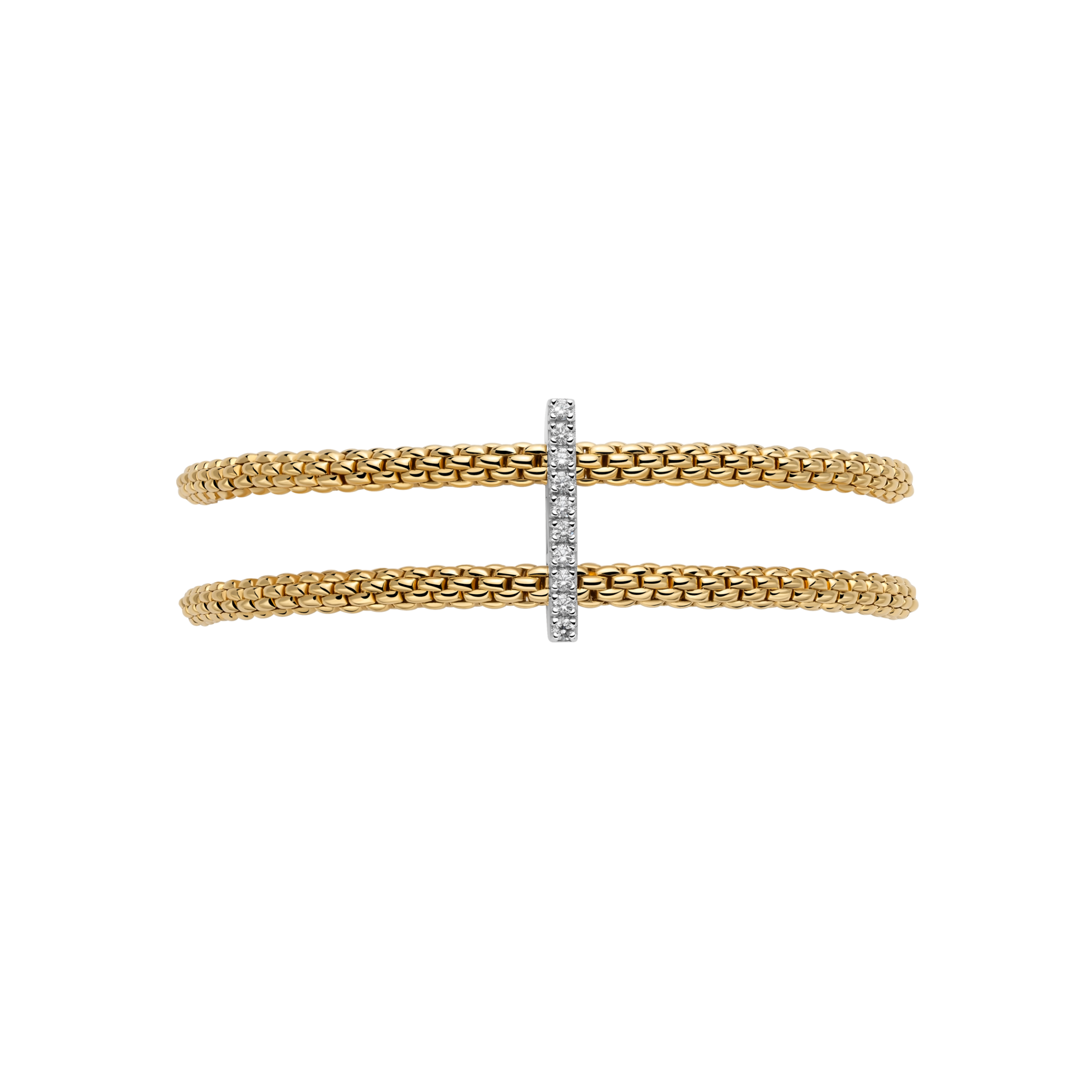 Fope Bracelet Fope Prima 18K Yellow & White Gold Double Mesh Bracelet with Diamond Pavé - Size Medium
