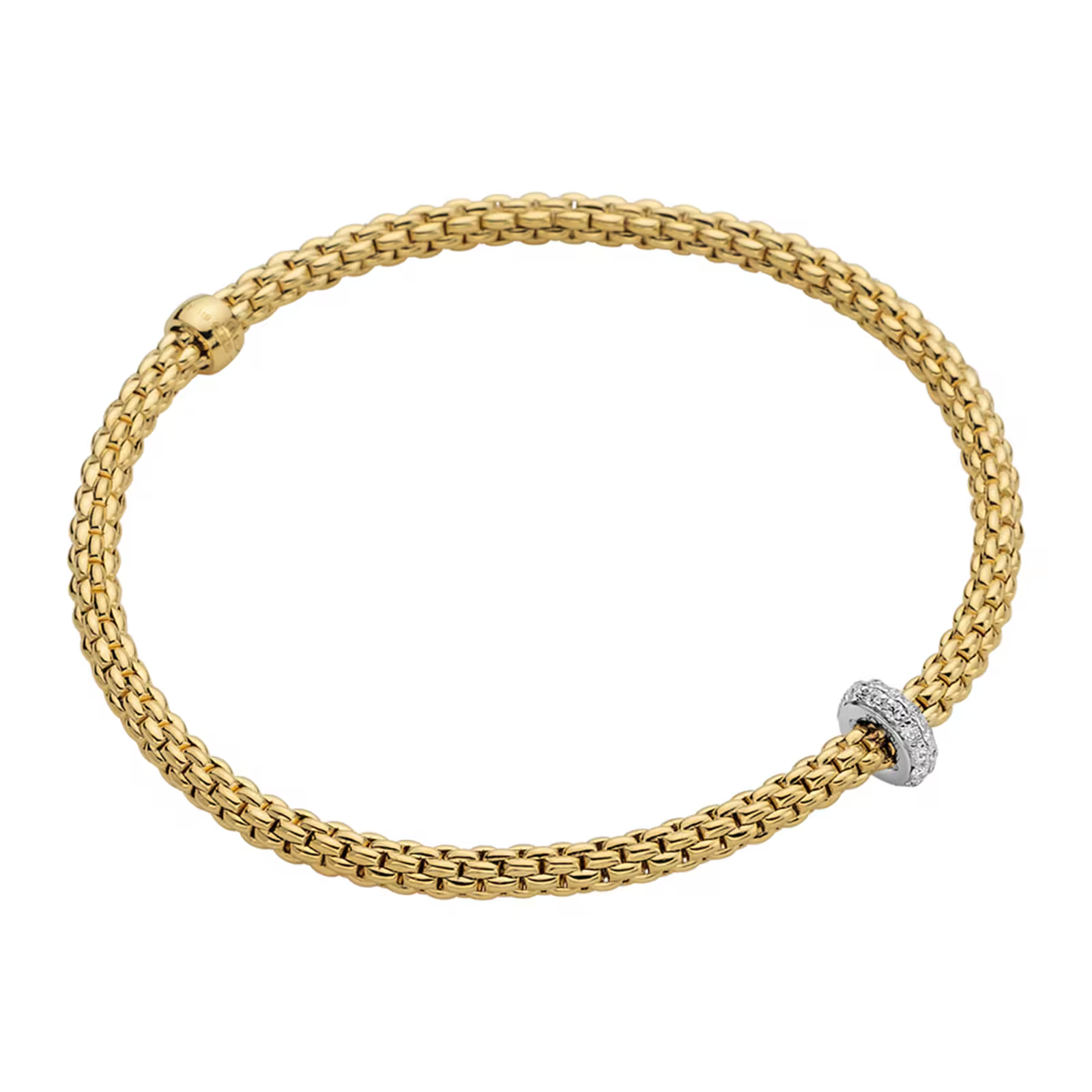 Fope Bracelet Fope Prima 18K Yellow & White Gold Flex'it Bracelet with 0.18 ctw Diamond Rondel - Size Medium