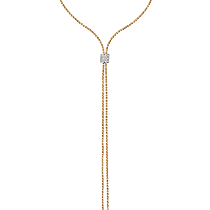 Fope Aria 18K Yellow & White Gold Slider Necklace with Diamond Pavé - 27 Inches