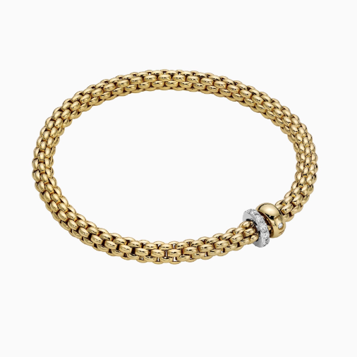 Fope Bracelet Fope Solo Collection Flex'it 18k Yellow and White Gold Bracelet with Diamonds