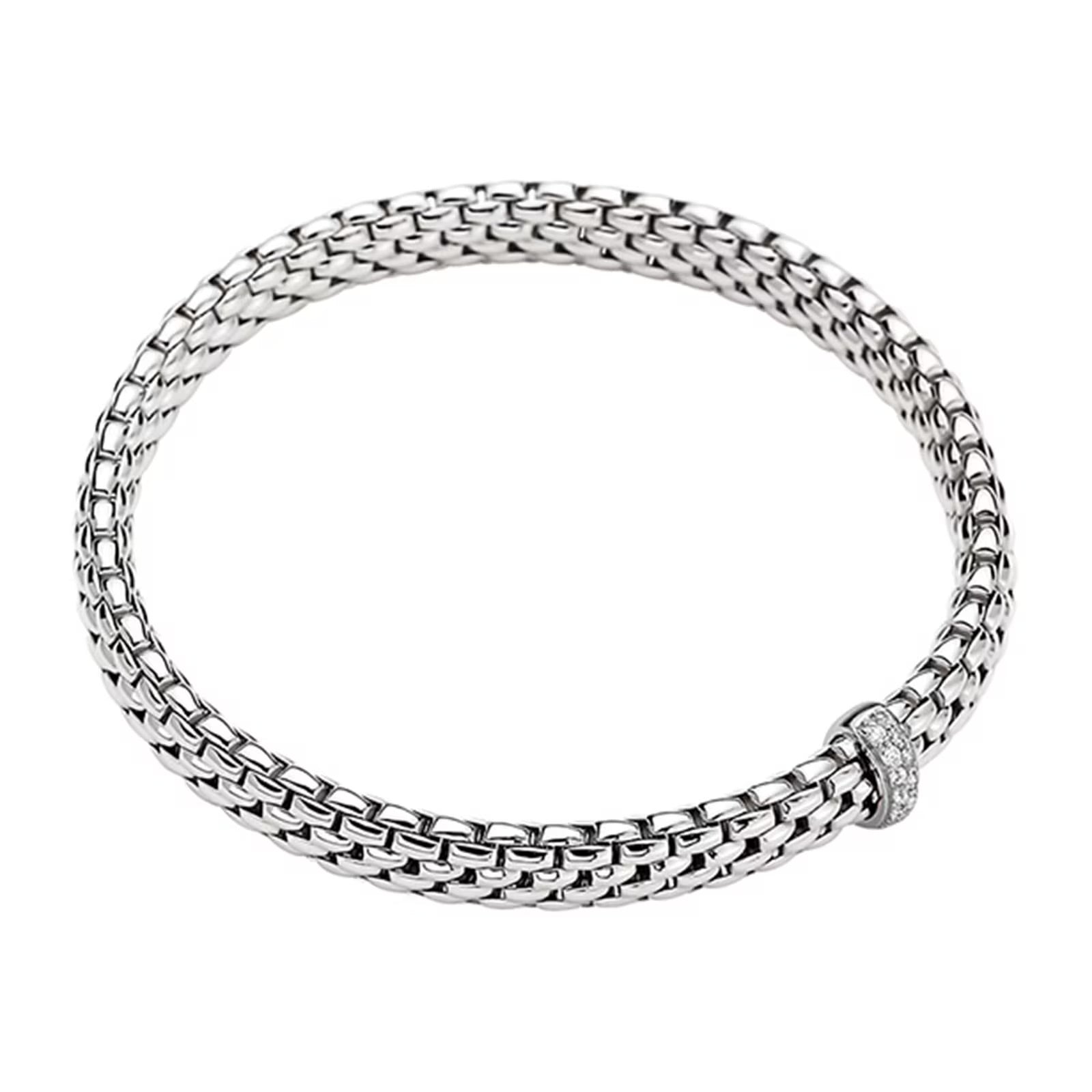 Fope Bracelet Fope Vendôme 18K White Gold Flex'it Bracelet with 0.10 ctw Diamonds - Size Medium