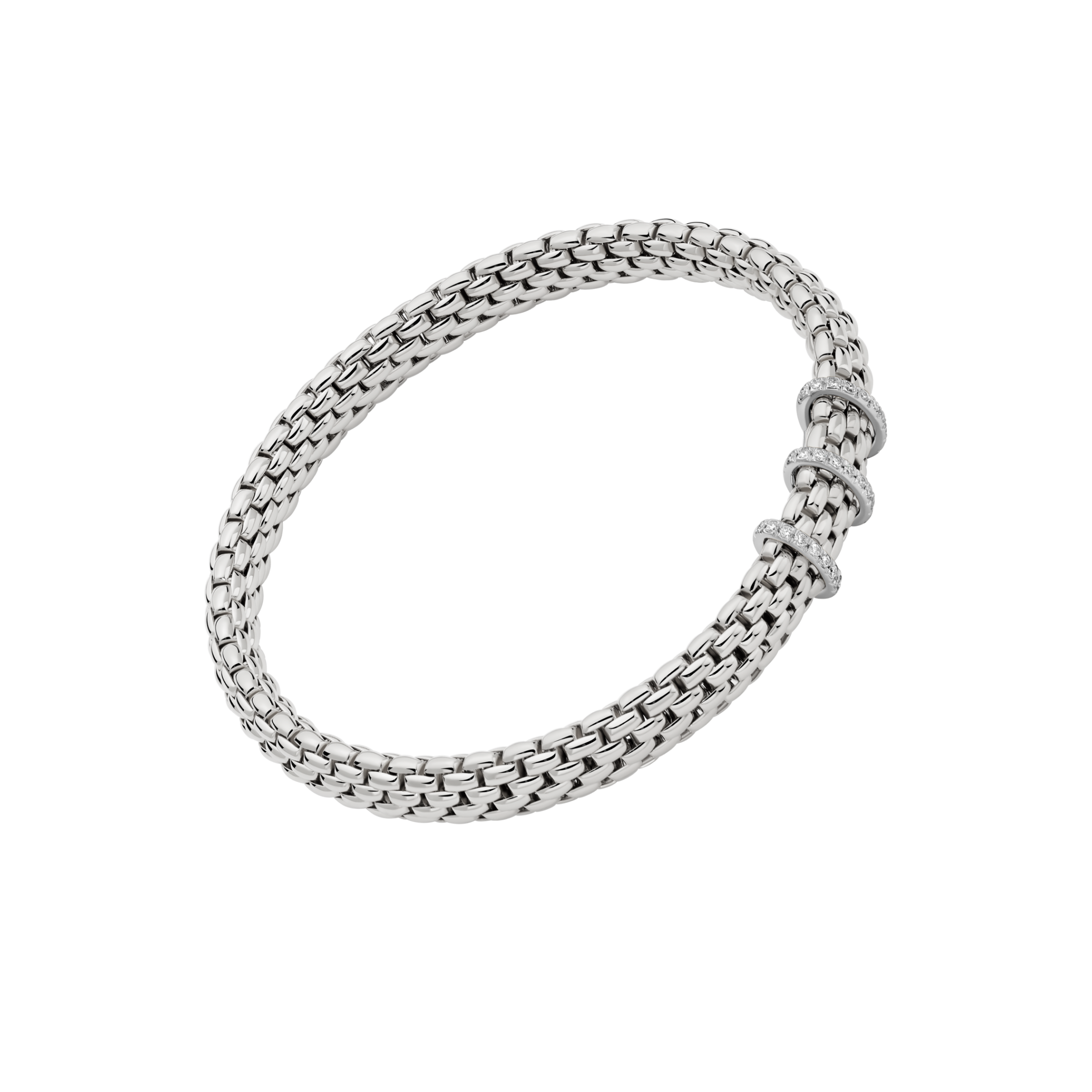 Fope Bracelet Fope Vendôme 18K White Gold Flex'it Bracelet with Diamond Pavé - Size Medium
