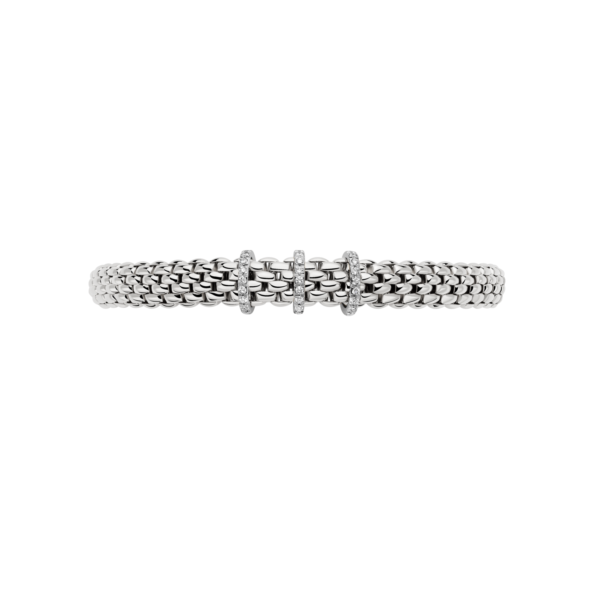 Fope Bracelet Fope Vendôme 18K White Gold Flex'it Bracelet with Diamond Pavé - Size Medium
