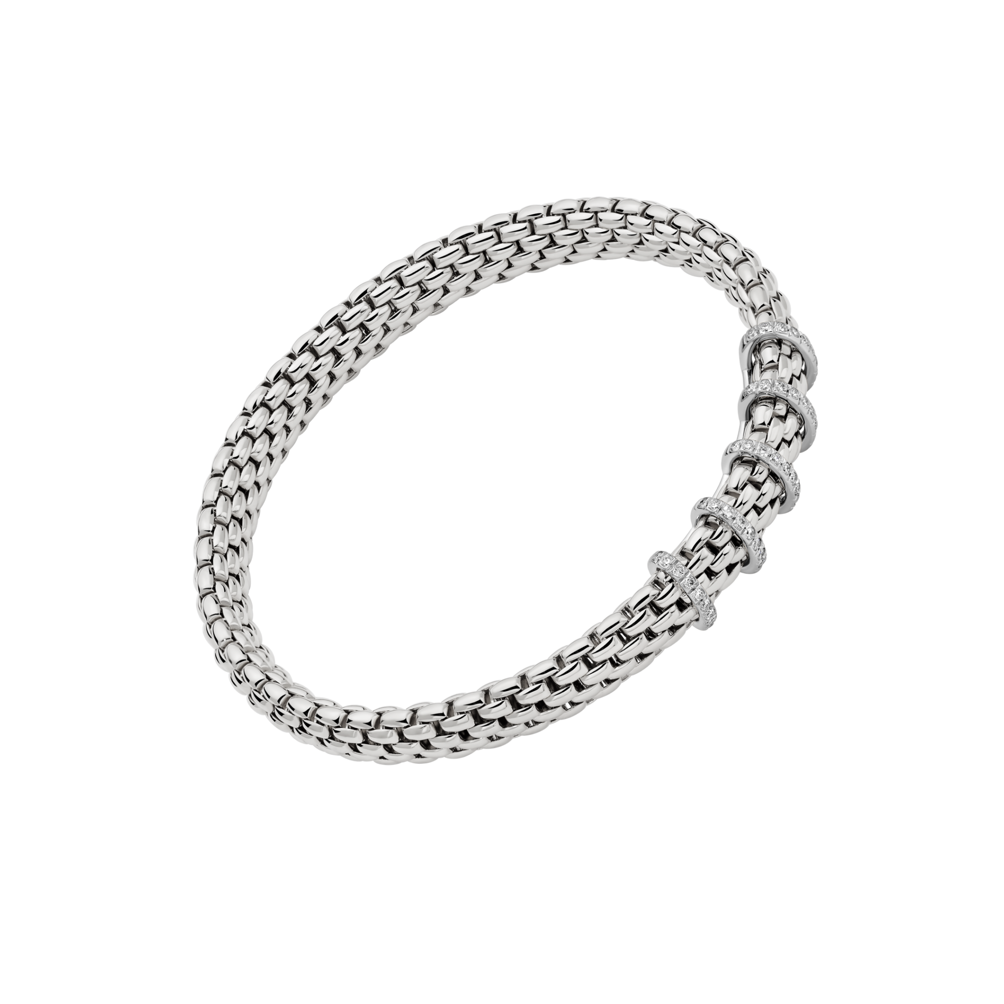 Fope Bracelet Fope Vendôme 18K White Gold Flex'it Bracelet with Diamond Pavé - Size Medium