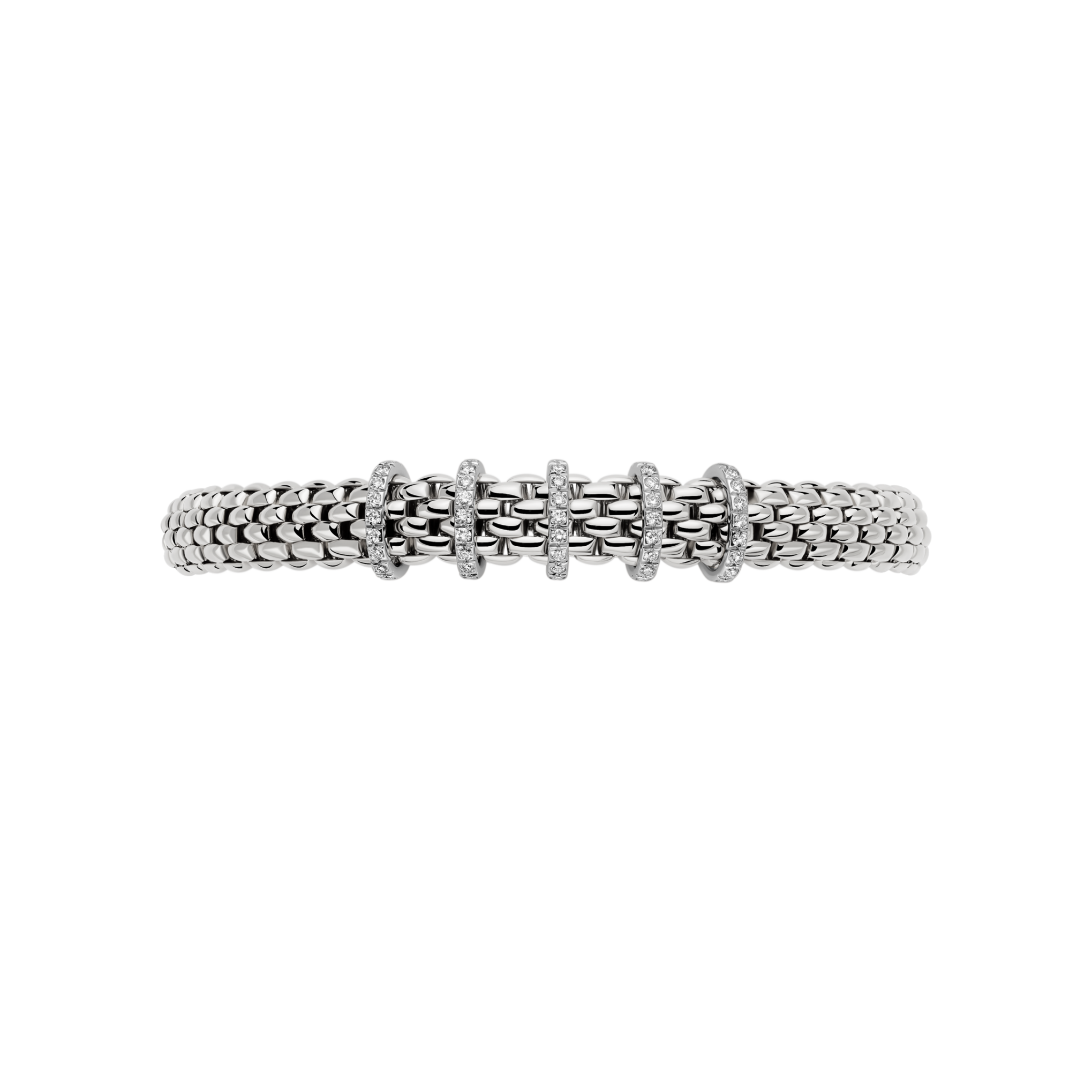 Fope Bracelet Fope Vendôme 18K White Gold Flex'it Bracelet with Diamond Pavé - Size Medium