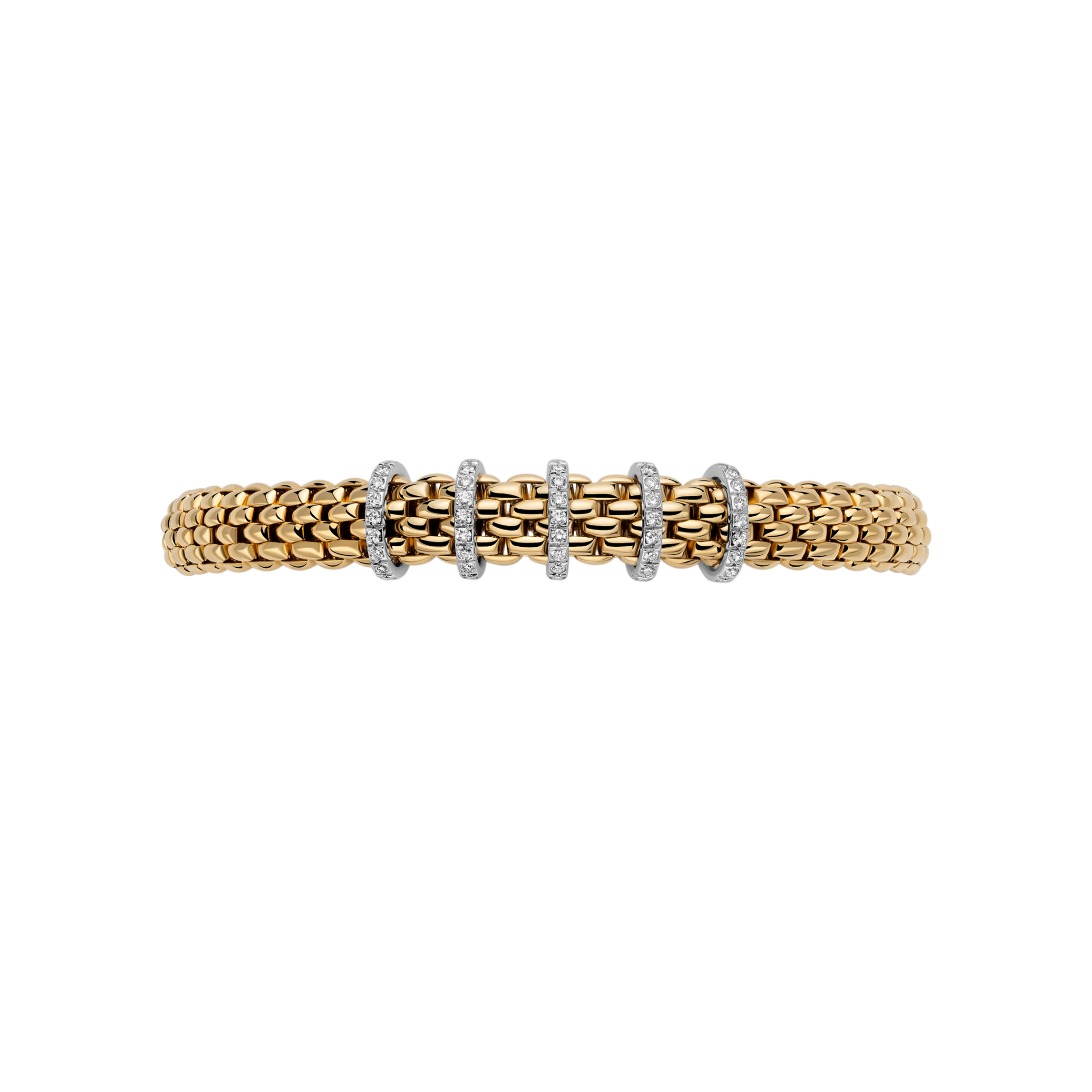 Fope Bracelet Fope Vendôme 18K Yellow & White Gold Flex'it Bracelet with Diamond Pavé - Size Medium