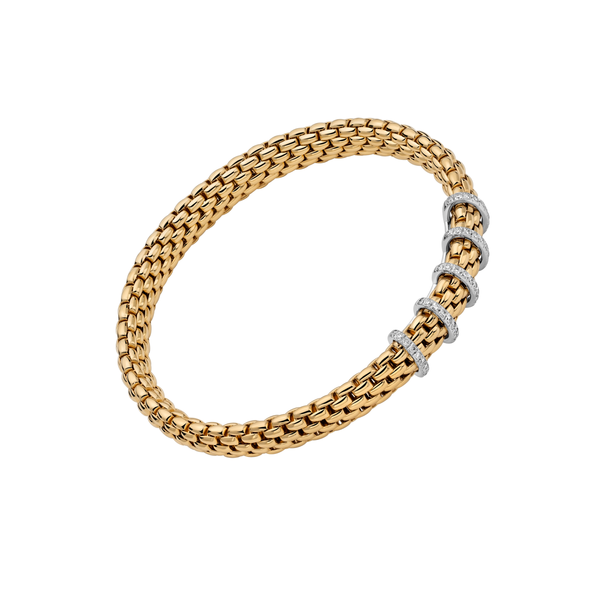 Fope Bracelet Fope Vendôme 18K Yellow & White Gold Flex'it Bracelet with Diamond Pavé - Size Medium