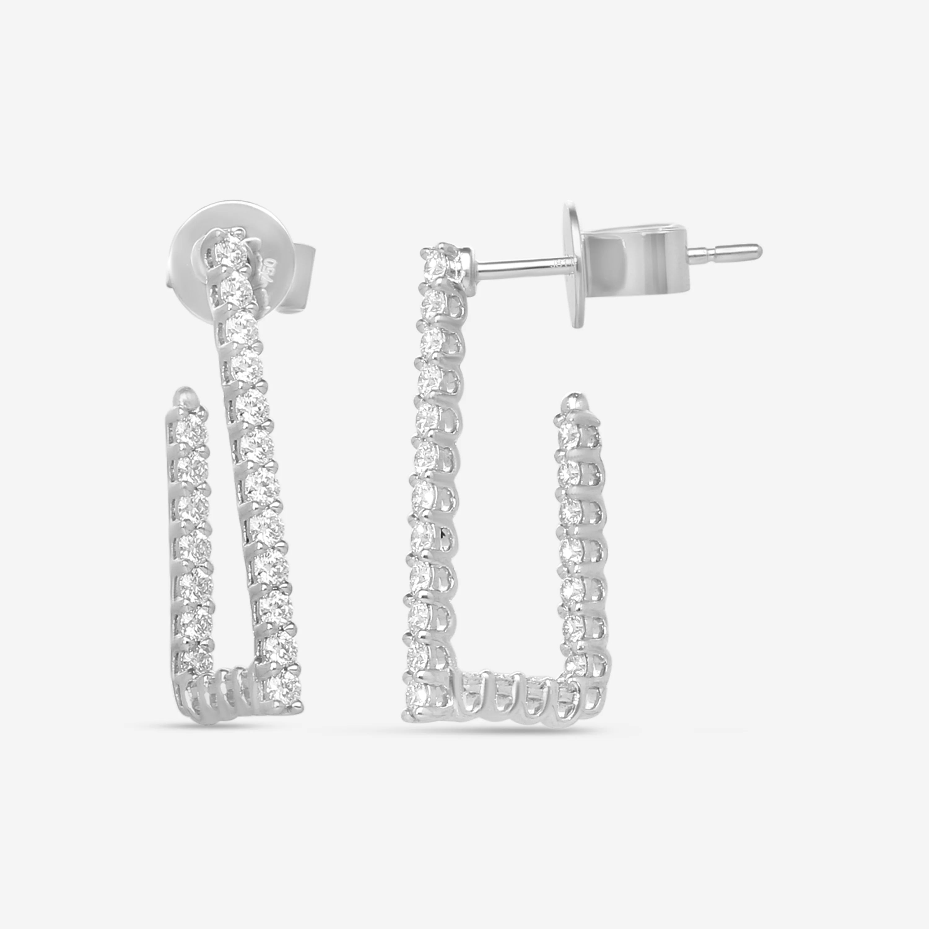 Hearts on Fire Earrings Hearts On Fire 18K White Gold Diamond Inside-Out Open Triangle Hoop Earrings