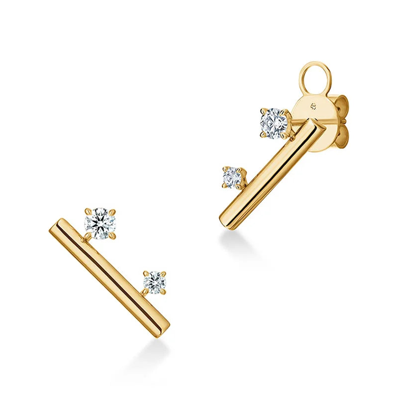 Hearts on Fire Earring Hearts On Fire Barre 18K Yellow Gold Floating Diamond Climber Earrings