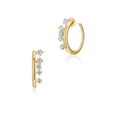 Hearts on Fire Earring Hearts On Fire Barre 18K Yellow Gold Floating Diamond Small Hoops