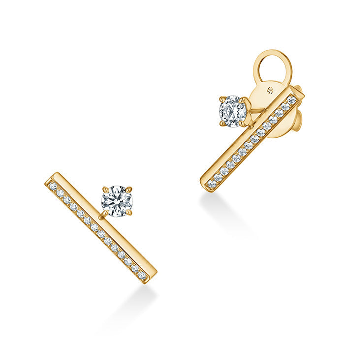 Hearts on Fire Earring Hearts On Fire Barre 18K Yellow Gold Floating Single Diamond Pave Climber Earrings